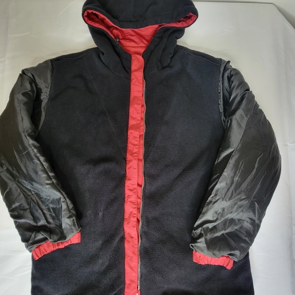 Outdoor Exchange Retro 90's Red Hooded Parka Winter Coat Jacket Men's Size Lg - Picture 10 of 16